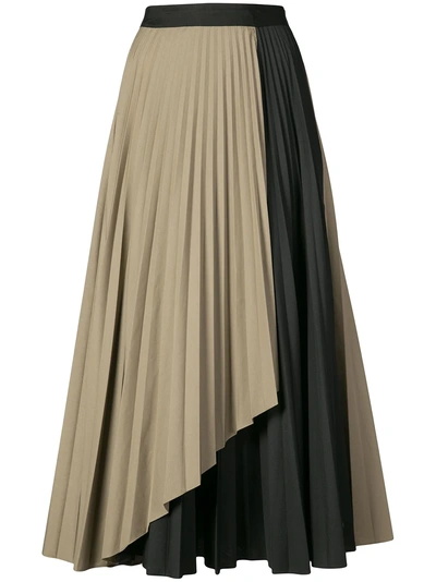 Tome Contrast Pleated Skirt - Brown