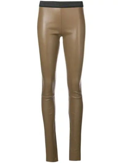 Drome Skinny High Waisted Trousers In Brown