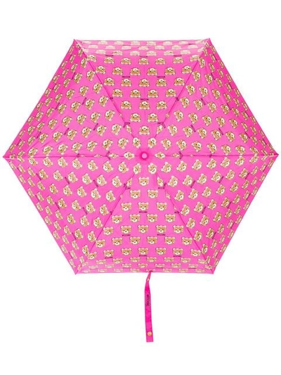Moschino Teddy Bear Print Umbrella In Pink