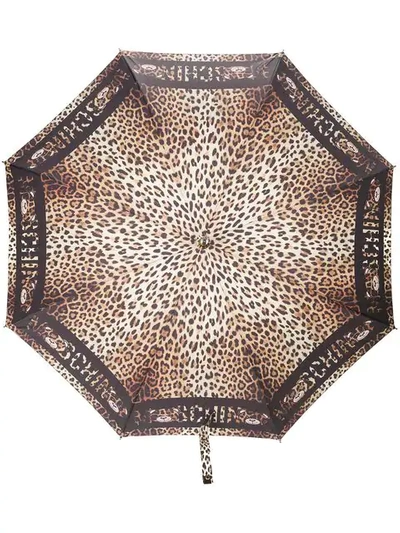 Moschino Leopard Print Umbrella In Black