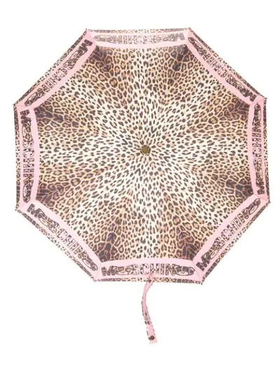 Moschino Leopard-print Umbrella In Pink