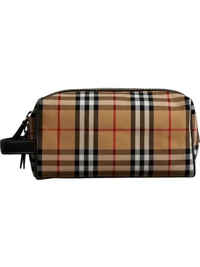 Burberry Vintage Check And Leather Pouch In Archive Beige
