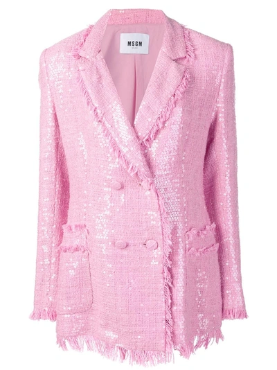 Msgm Sequin Tweed Jacket - Pink