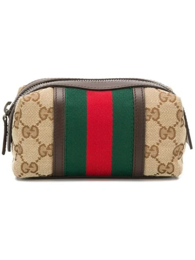 Gucci Gg Supreme Web Cosmetic Case - Brown