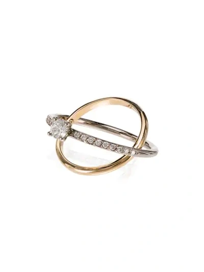 Charlotte Chesnais 18kt Yellow And White Gold Elipse Solitaire Diamond Ring In Gold