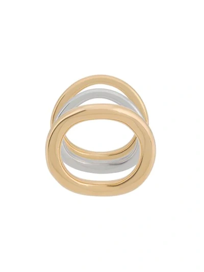 Charlotte Chesnais Wave Set Of Three Rings In Gold
