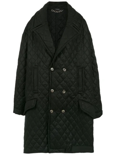 À La Garçonne Oversized Quilted Coat In Black