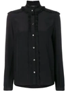 Vanessa Seward Frilled Band Collar Shirt - Black