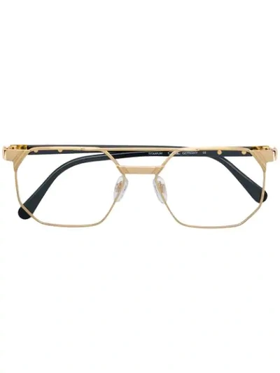Cazal Classic Square Glasses In Gold