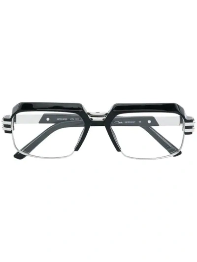 Cazal Classic Square Glasses In Black Silver
