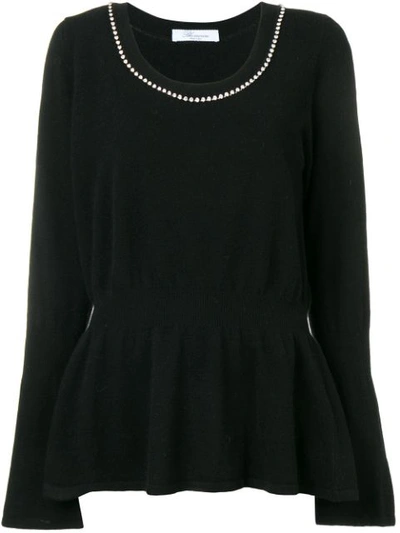 Blumarine Knitted Peplum Top - Black