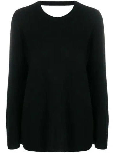 Allude Long-sleeve Fitted Sweater - Black