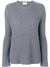 Allude Flared Rib Knit Sweater In Grey