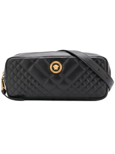 Versace Quilted Belt Bag In Black