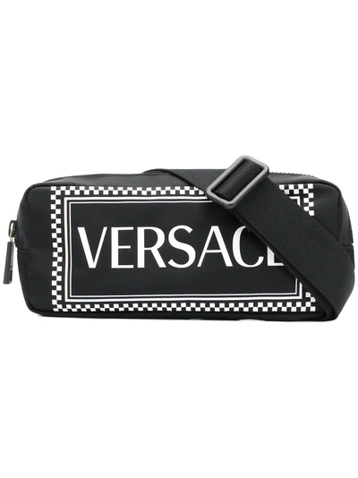 Versace Logo Print Belt Bag In Black