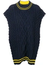 Maison Margiela Cable Knit Oversized Sweater Scarf - Blue