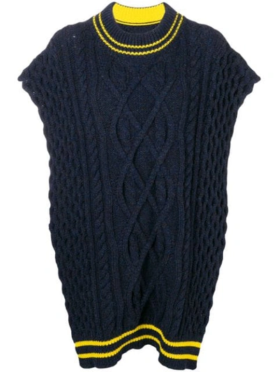 Maison Margiela Cable Knit Oversized Sweater Scarf - Blue