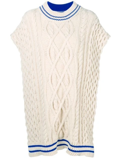 Maison Margiela Cable Knit Oversized Sweater Scarf - Neutrals