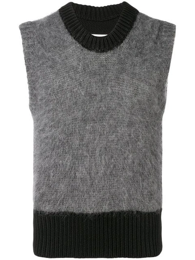 Maison Margiela Colour Block Sleeveless Sweater In Black