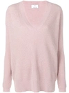 Allude Long-sleeve Fitted Sweater In Pink