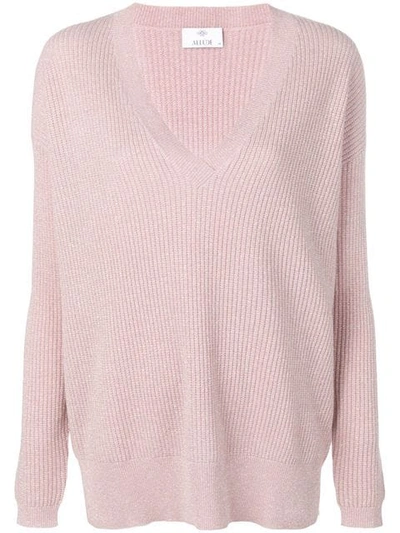 Allude Long-sleeve Fitted Sweater In Pink