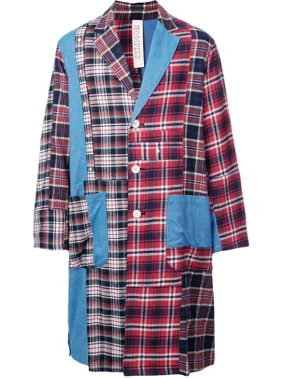 Miharayasuhiro Patchwork Denim Coat In Red