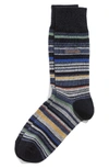 Calvin Klein Multistripe Emblem Socks In Navy Mix