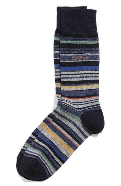 Calvin Klein Multistripe Emblem Socks In Navy Mix