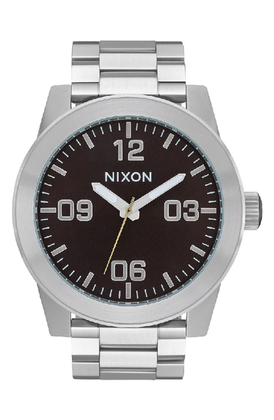 Nixon Corporal Bracelet Watch, 48mm In Silver/ Black/ Silver