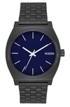 Nixon 'the Time Teller' Stainless Steel Bracelet Watch, 37mm In Black/ Dark Blue/ Black