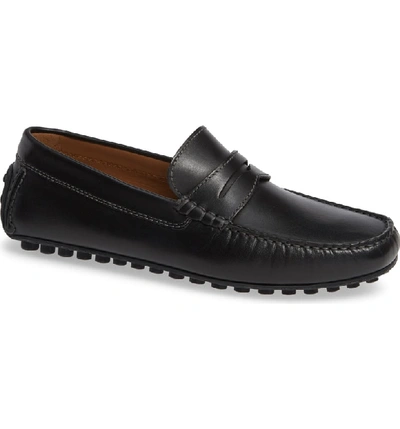 Robert Talbott Le Mans Penny Driving Moccasin In Black Leather