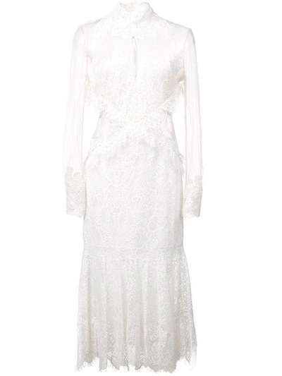 Jonathan Simkhai Mixed Lace Dress In White