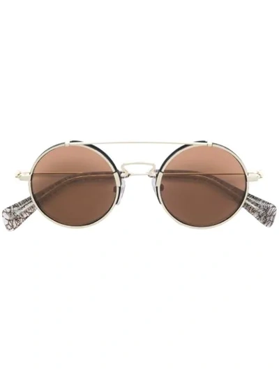 Yohji Yamamoto Round Frame Sunglasses In Brown