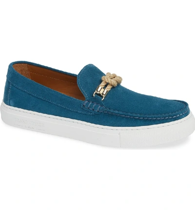 Grand Voyage Britton Square Knot Loafer In Teal Suede