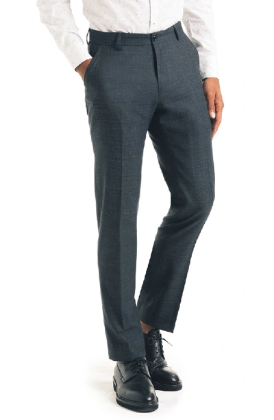 Good Man Brand Flat Front Stretch Wool Blend Trousers In Charcoal