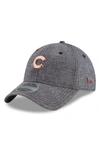 New Era Mlb Badged Black Label Linen & Cotton Ball Cap - Black In Chicago Cubs