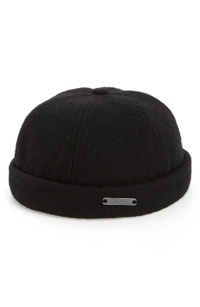Crown Cap Melton Wool Blend Knit Cap In Black