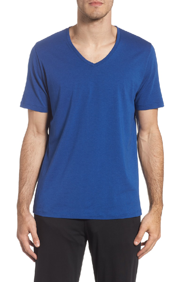 Tommy John Cotton Blend V-neck T-shirt In Blue | ModeSens