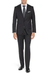 Hugo Boss Nestro/byte Trim Fit Stretch Solid Wool Suit In Black