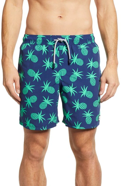 Tom & Teddy Pineapple Print Swim Trunks In Irish Green