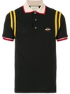 Gucci Bee-embroidered Polo Shirt In Black Stretch Cotton