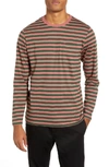Wesc Makai Stripe Long Sleeve Pocket T-shirt In Burnt Rose