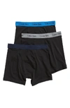 Calvin Klein 3-pack Boxer Briefs In Black W/ Navy/ Monument/ Blue