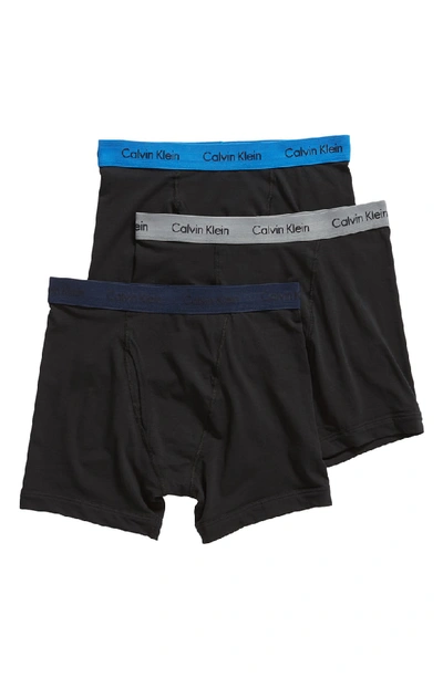 Calvin Klein 3-pack Boxer Briefs In Black W/ Navy/ Monument/ Blue