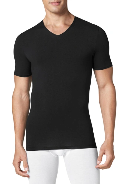 Tommy John Cool Cotton High V-neck Undershirt In Black