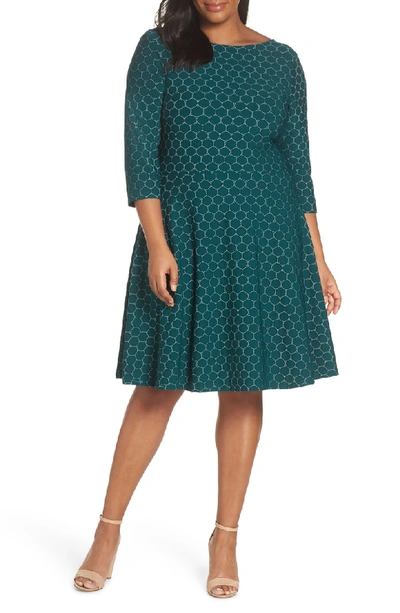 Leota Circle Knit Fit & Flare Dress In Botanical Luxe
