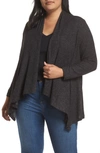 Bobeau Amie Waterfall Cardigan In Dusky Green