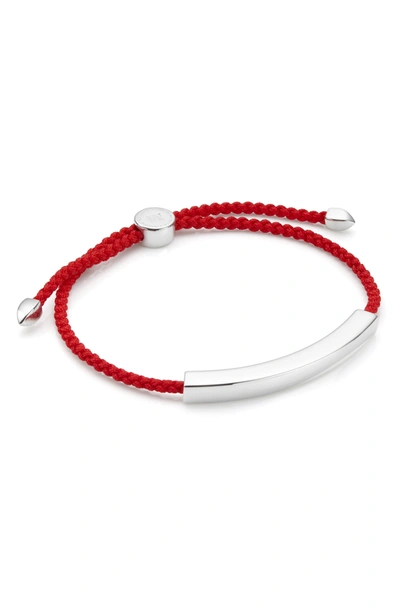 Monica Vinader Linear Friendship Bracelet In Silver/ Coral
