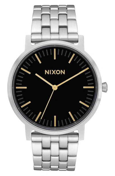 Nixon Men's Porter Quartz Bracelet Watch In Silver/ Black/ Silver