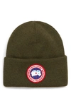 Canada Goose Arctic Disc Merino Wool Toque Beanie In Military Green